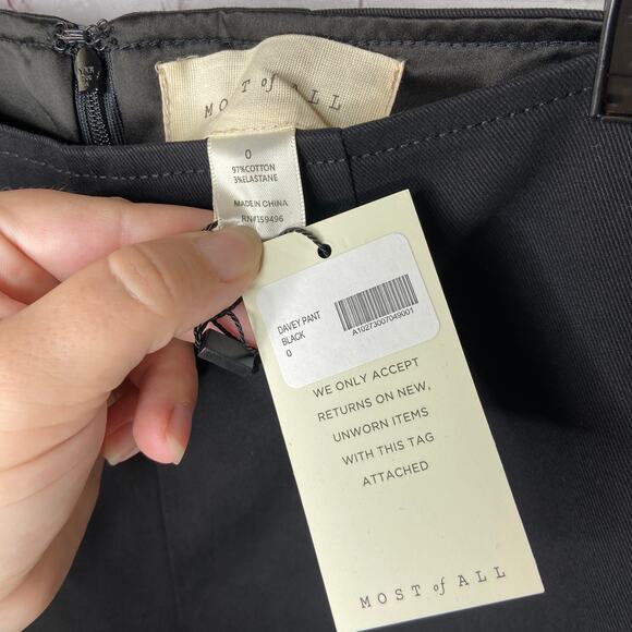 NEW Most of All Black Davey Pant Womens 0 Career Flat Front Dress Pants Crop - Picture 3 of 5